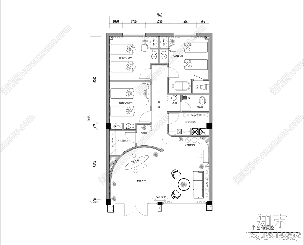 现代美容院施工图下载【ID:1138148852】