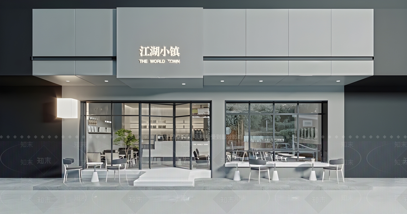 现代咖啡厅门头门面SU模型下载【ID:1138150283】