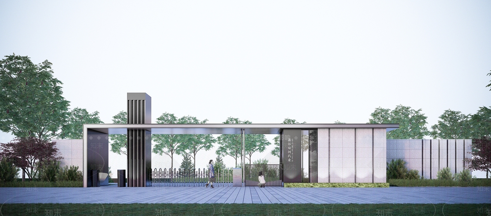 现代工厂学校入口大门SU模型下载【ID:1138251947】