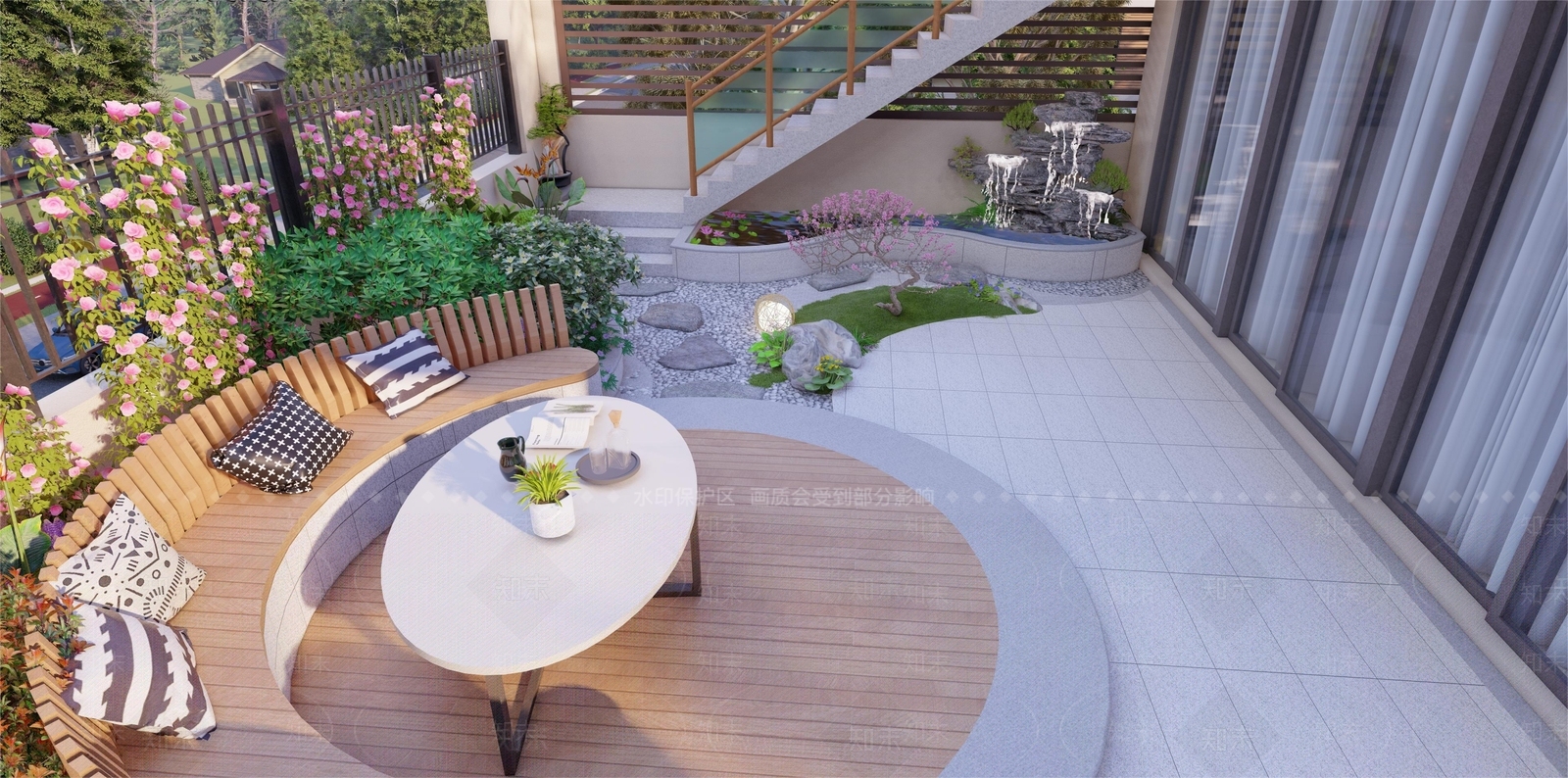 现代屋顶花园SU模型下载【ID:1138159107】