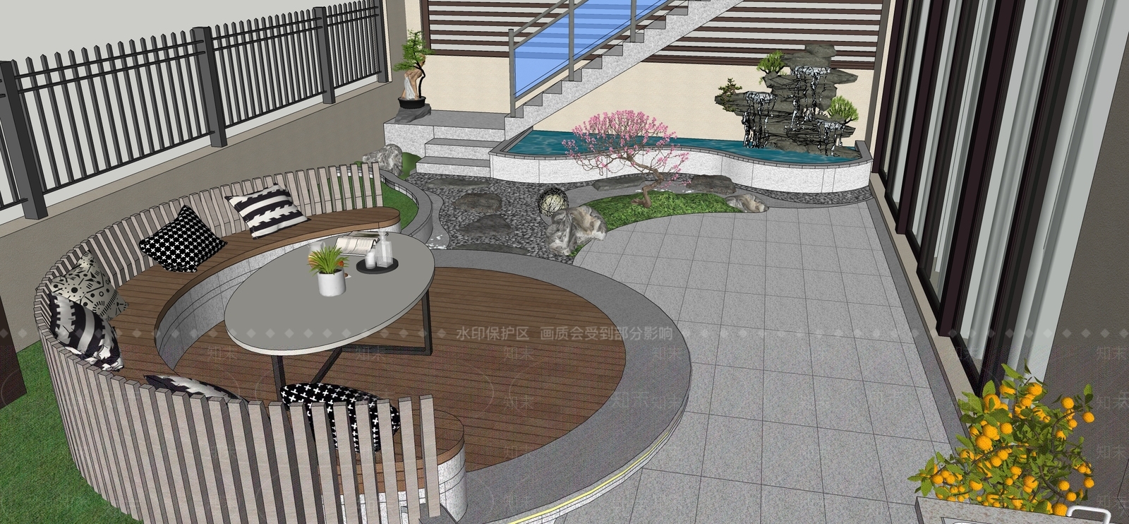 现代屋顶花园SU模型下载【ID:1138159107】
