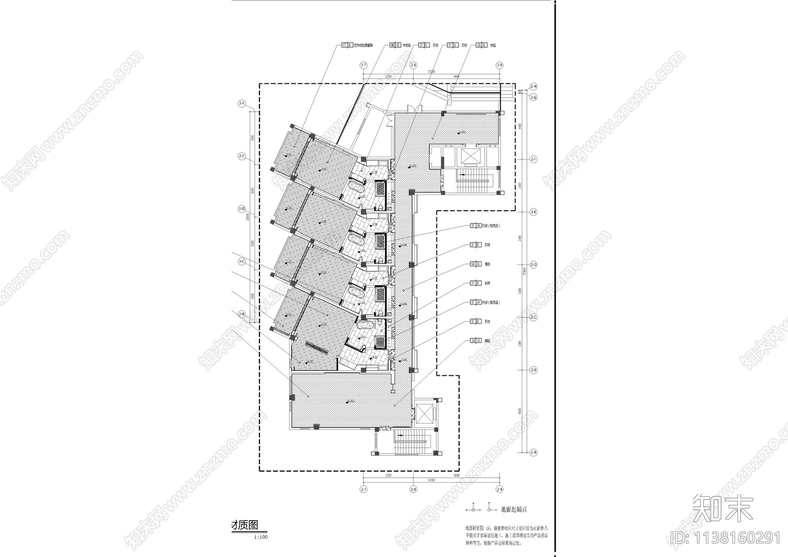 现代酒店客房层cad施工图下载【ID:1138160291】