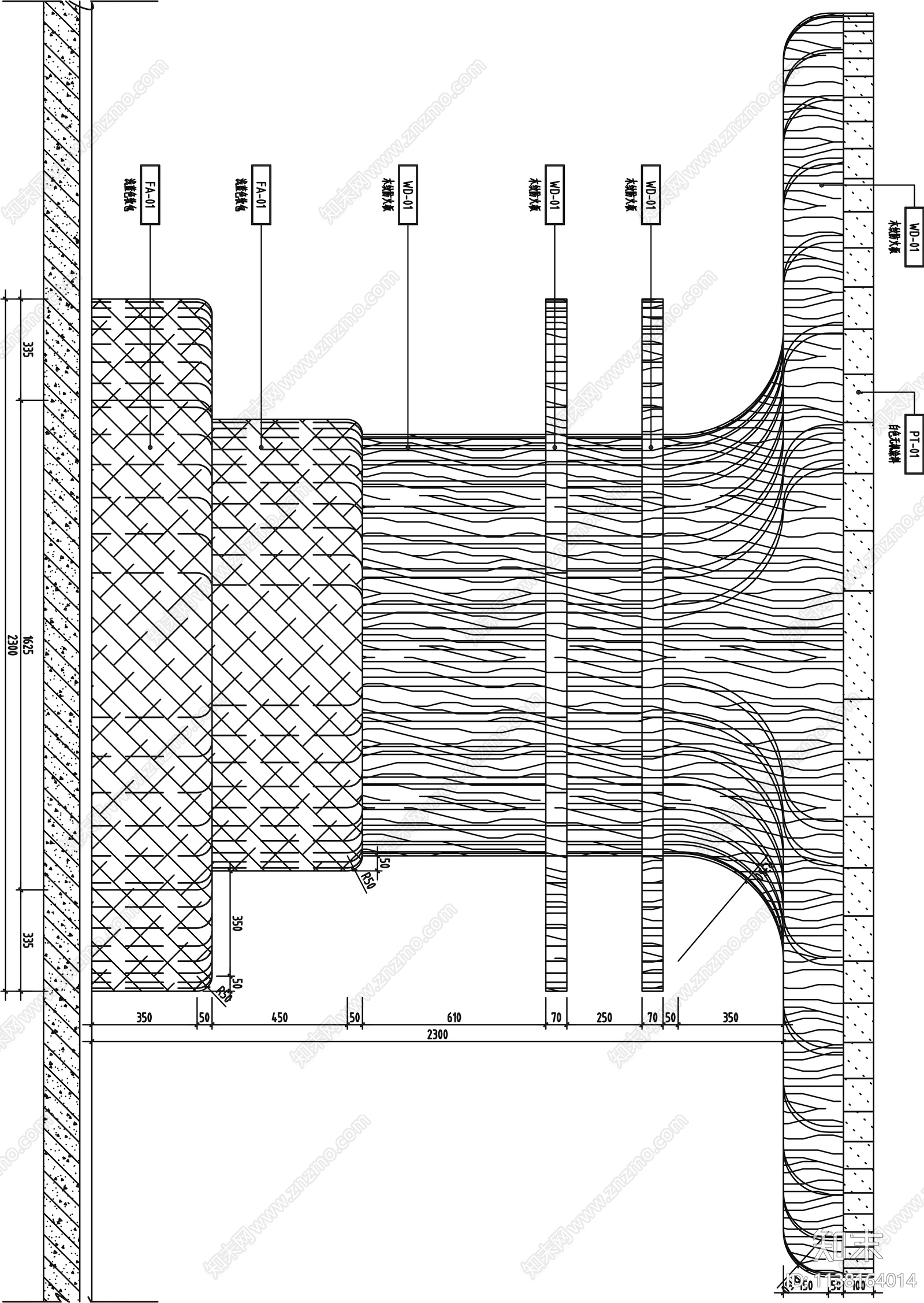 异型书柜座椅节点施工图下载【ID:1138164014】