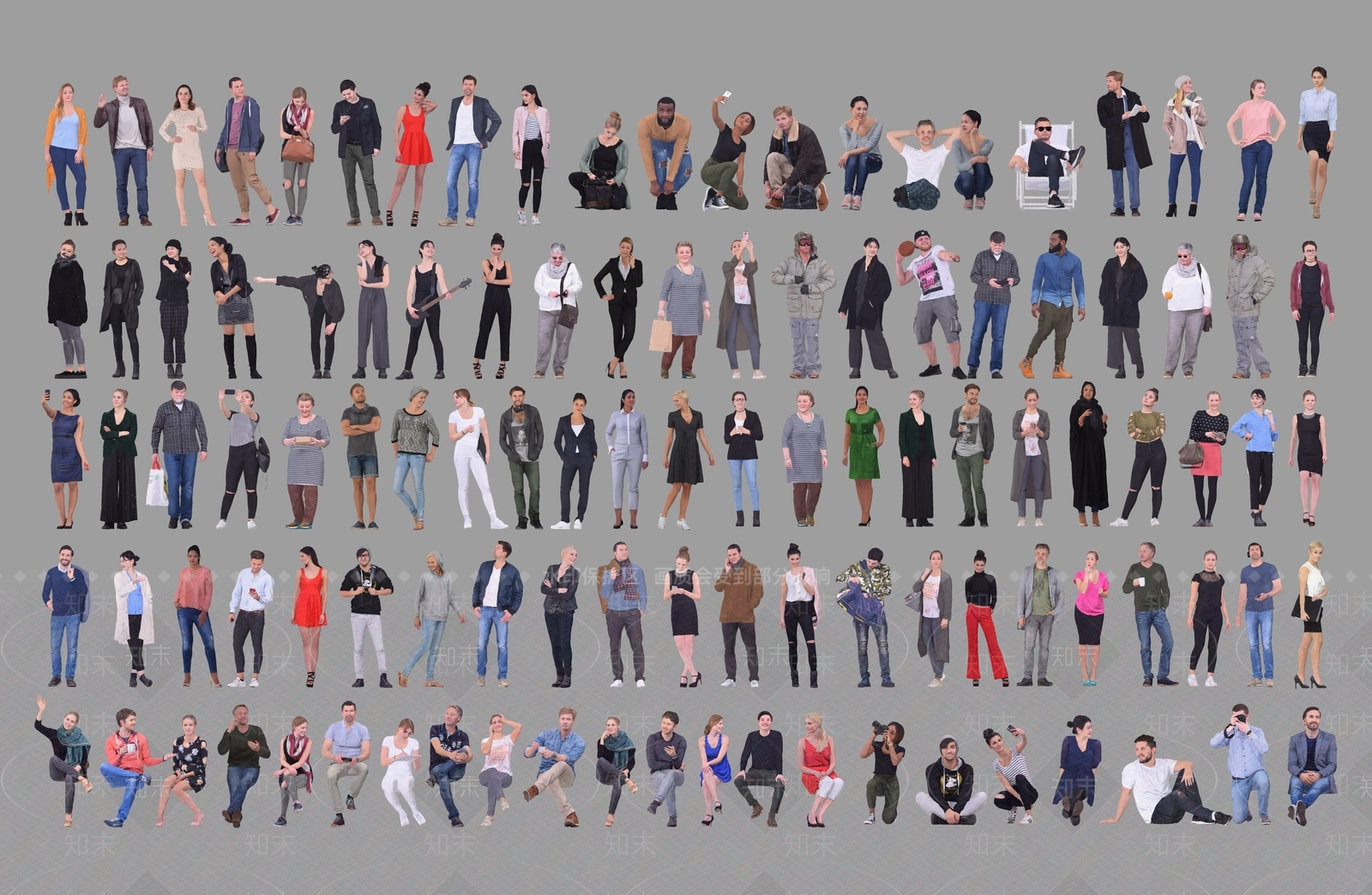 2D真实人物组合SU模型下载【ID:1138163624】