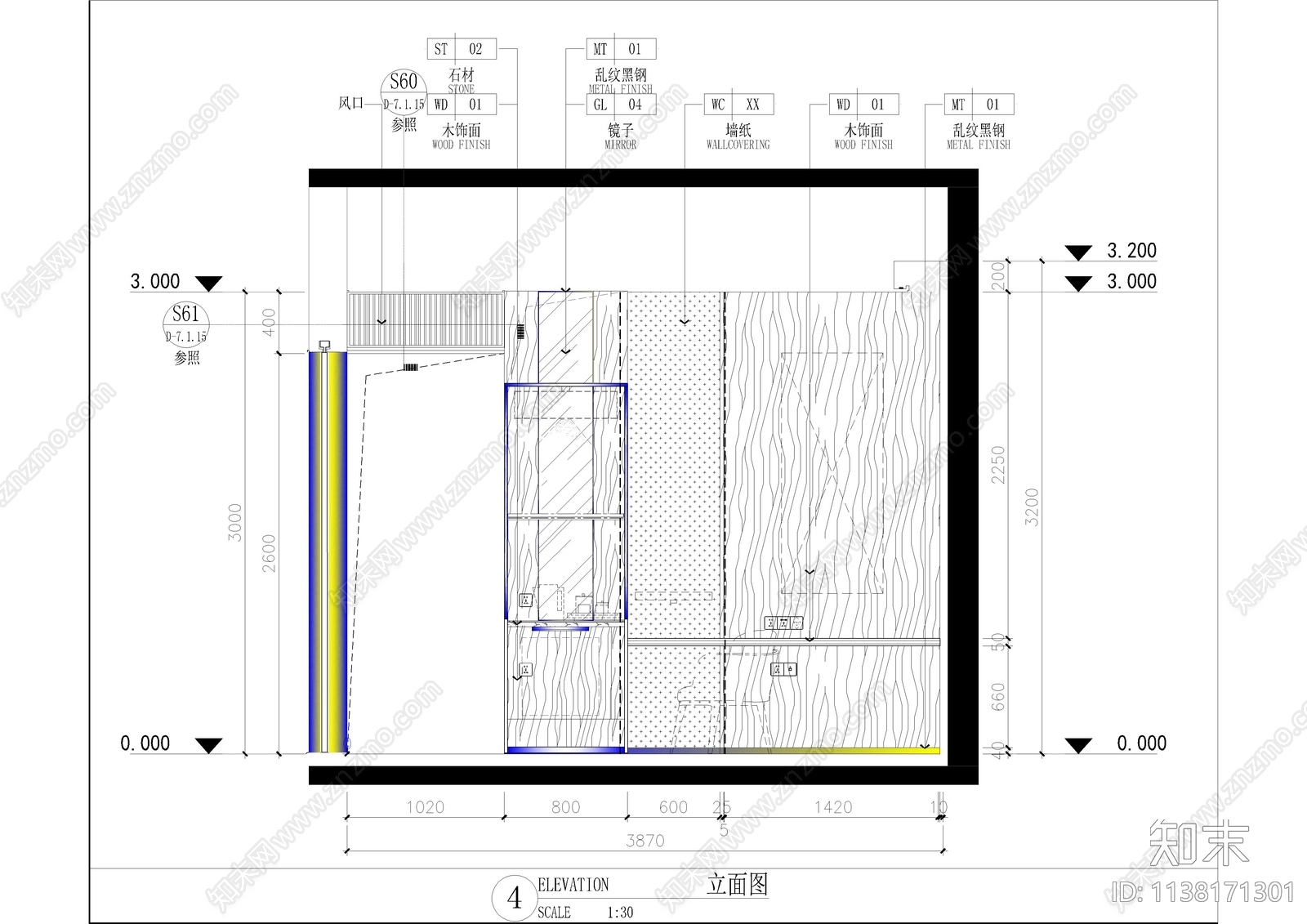 异型大床房客房cad施工图下载【ID:1138171301】