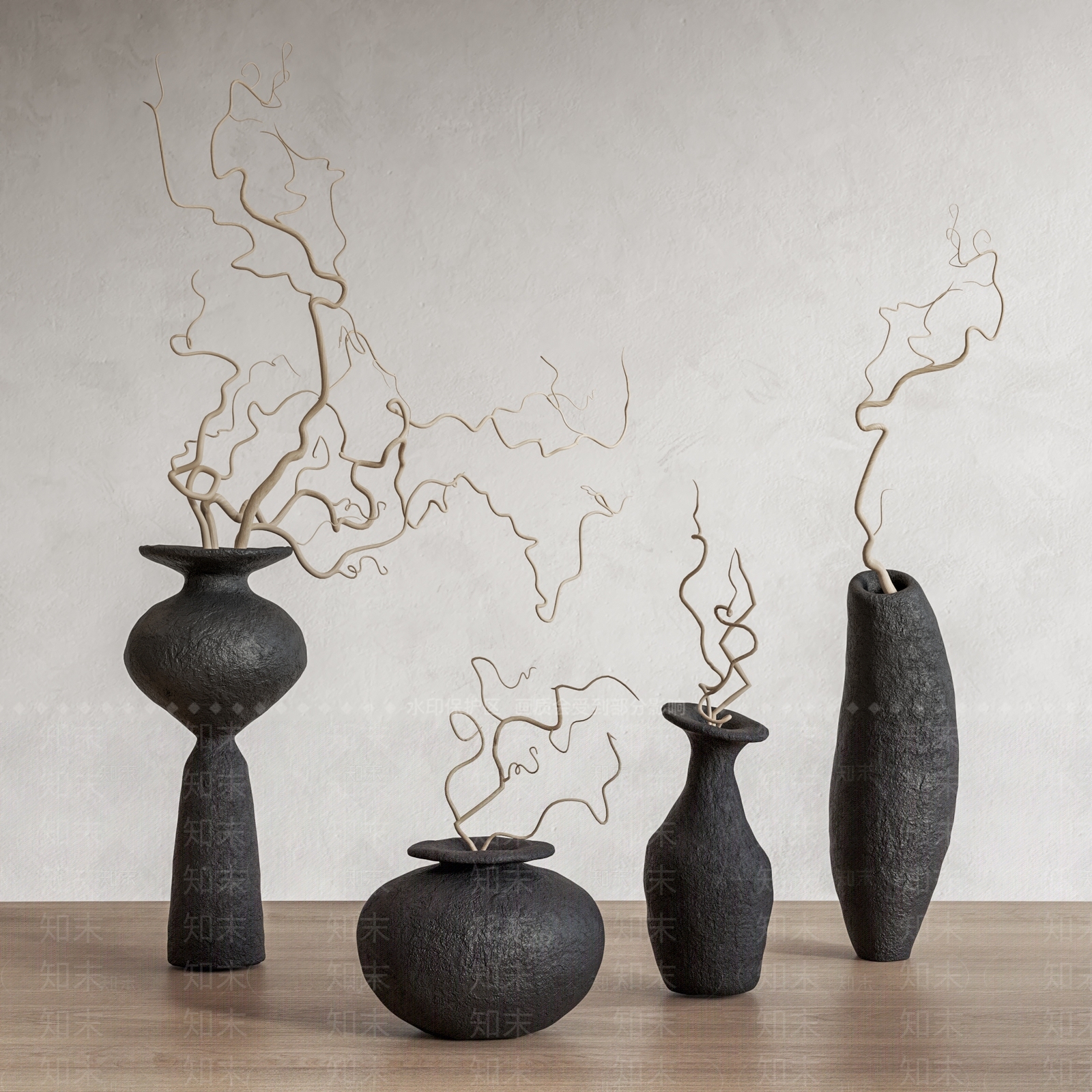 现代干枝花瓶摆件SU模型下载【ID:1138172400】