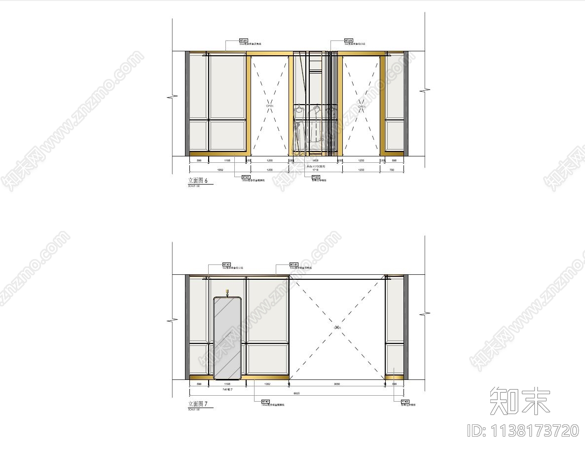 服装专卖店立面cad施工图下载【ID:1138173720】