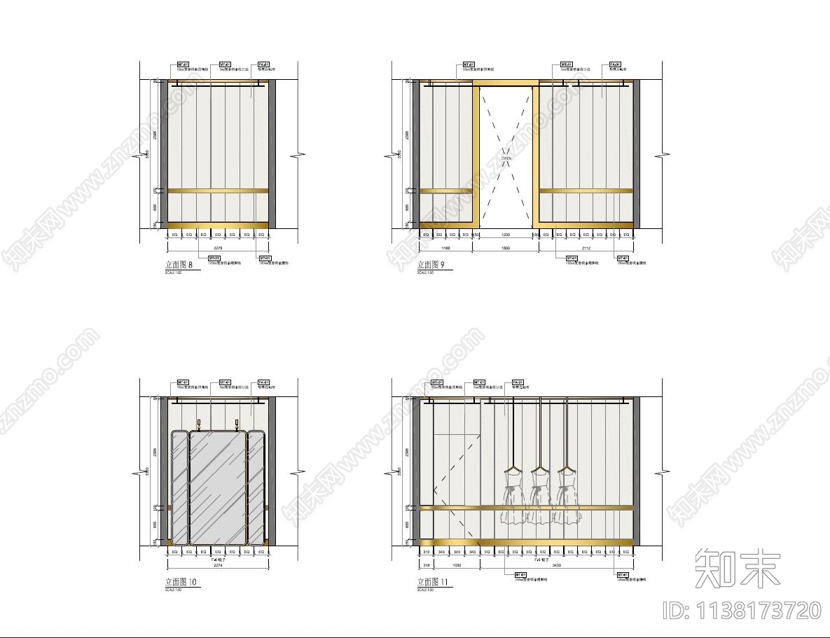 服装专卖店立面cad施工图下载【ID:1138173720】