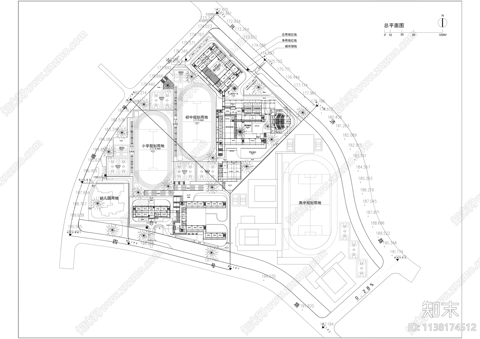 初中校园建筑cad施工图下载【ID:1138174512】