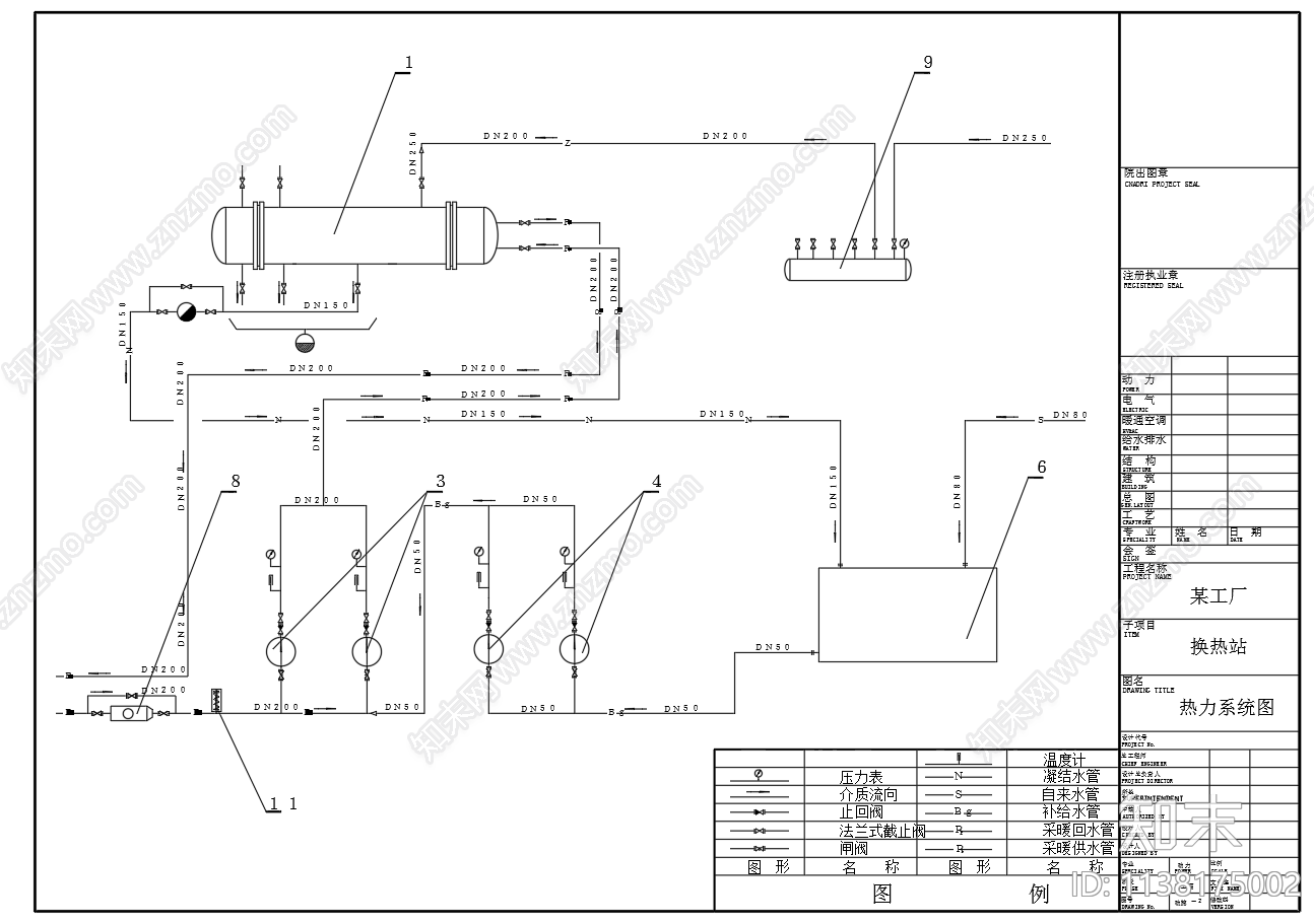 某工厂换热站热力系统平面剖面施工图下载【ID:1138175002】