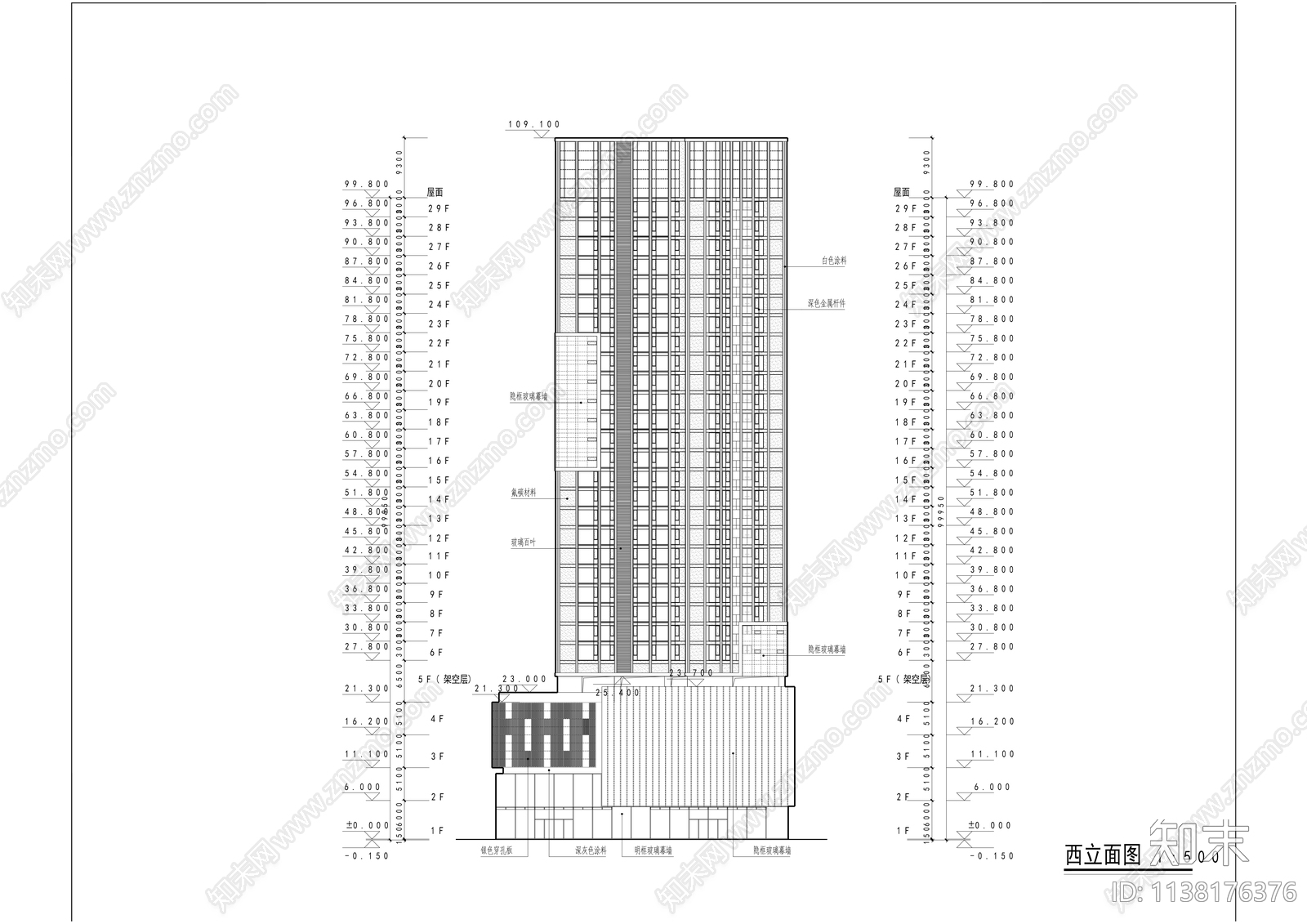 现代公寓建筑效果图cad施工图下载【ID:1138176376】