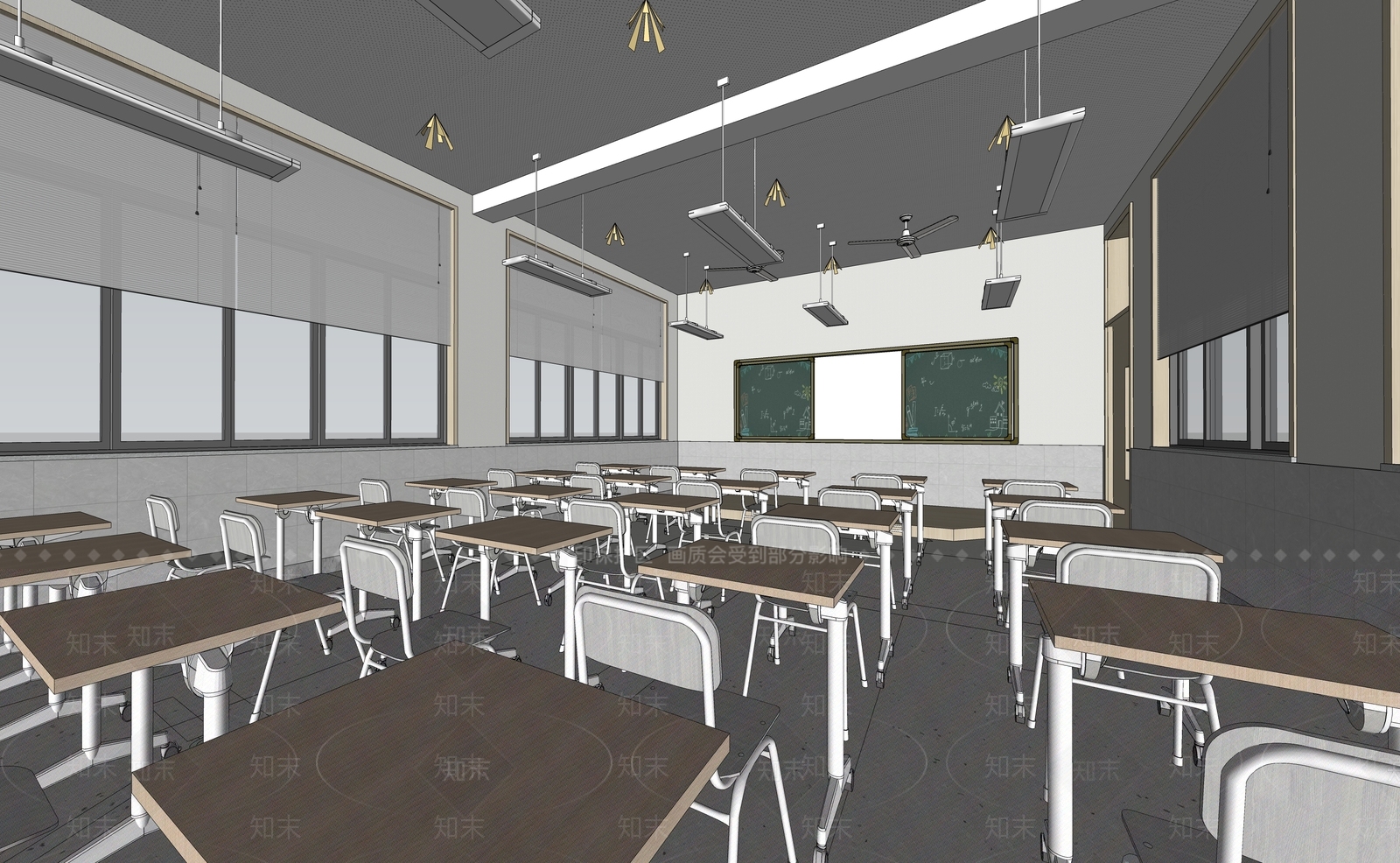 现代学校教室SU模型下载【ID:1138176649】