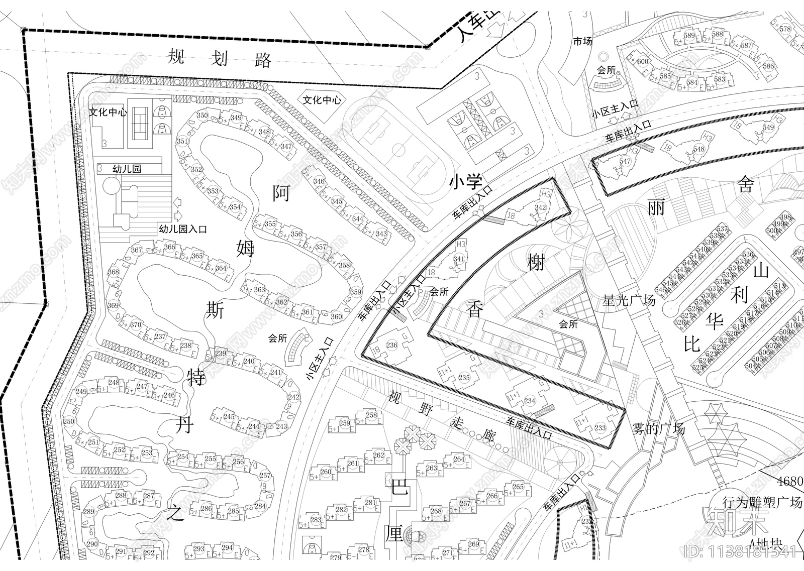大型综合性小区总平面图cad施工图下载【ID:1138181541】