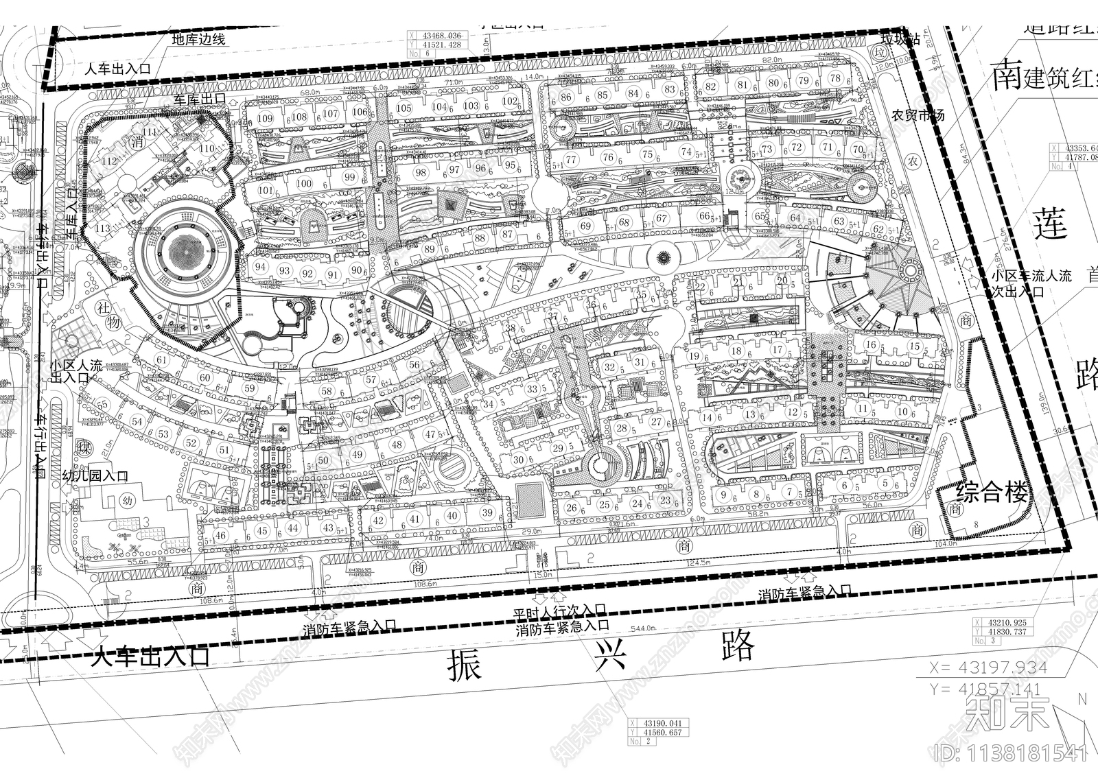 大型综合性小区总平面图cad施工图下载【ID:1138181541】