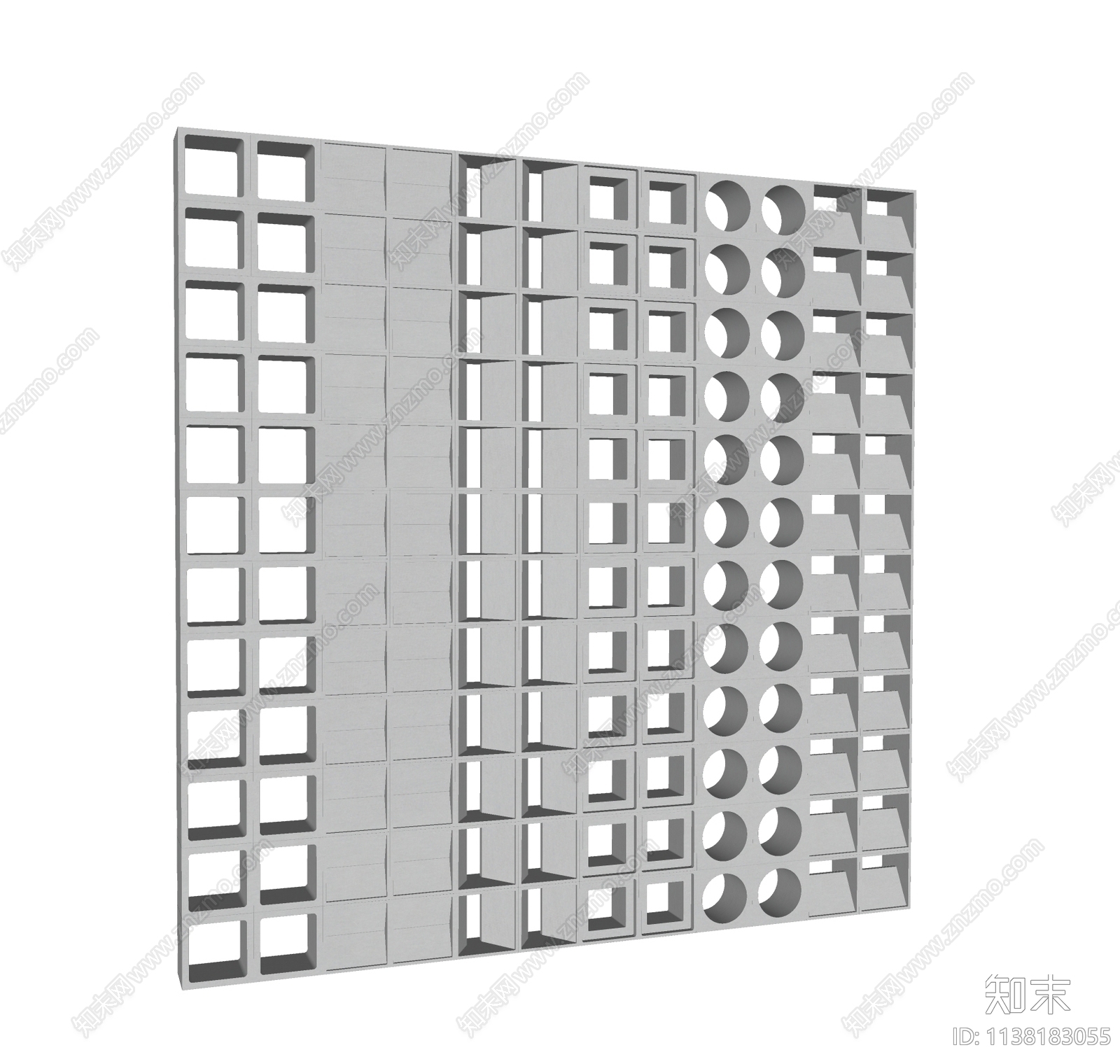 现代水泥砖镂空隔断SU模型下载【ID:1138183055】
