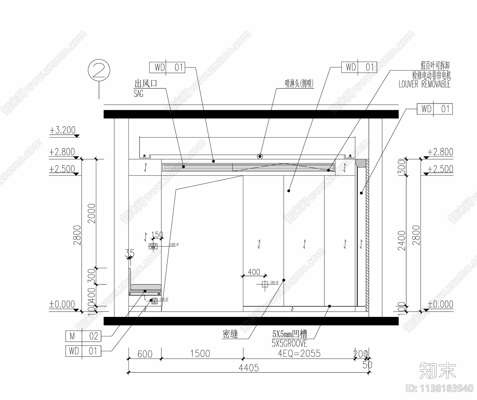 某希尔顿酒店标准客房立面cad施工图下载【ID:1138183940】