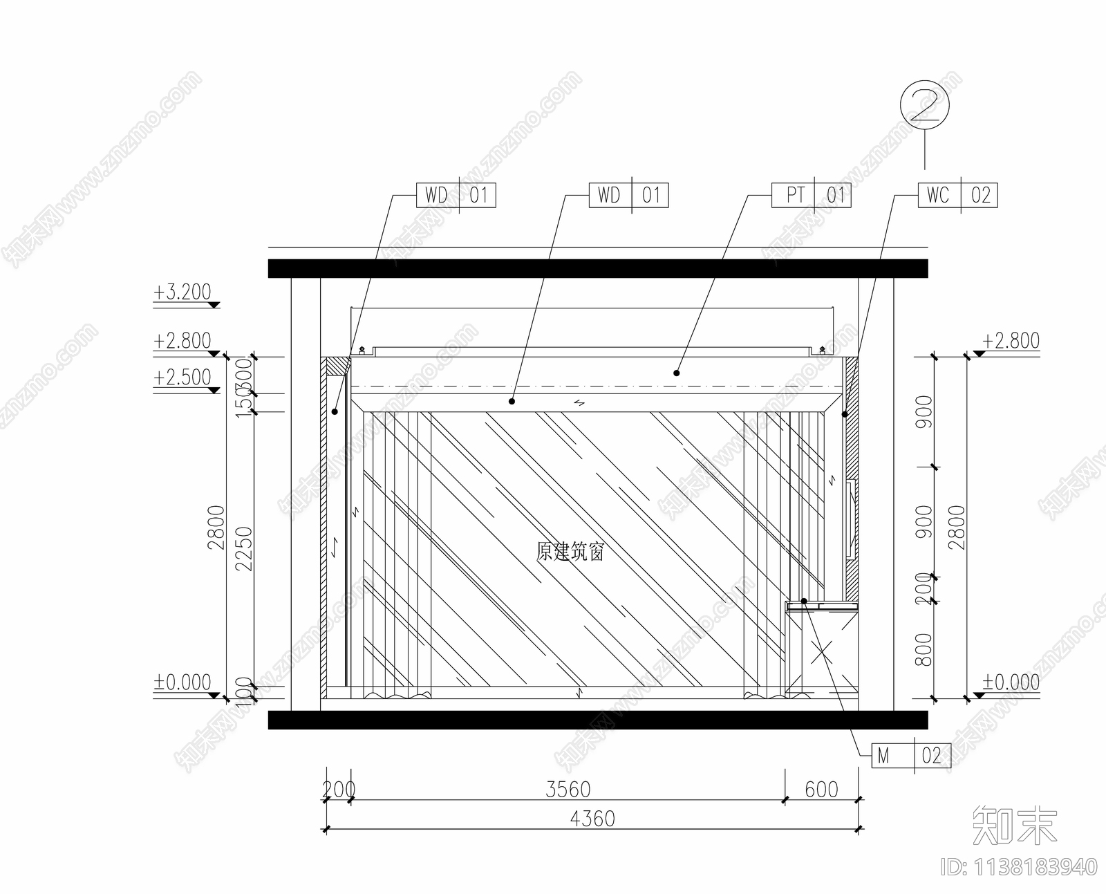 某希尔顿酒店标准客房立面cad施工图下载【ID:1138183940】