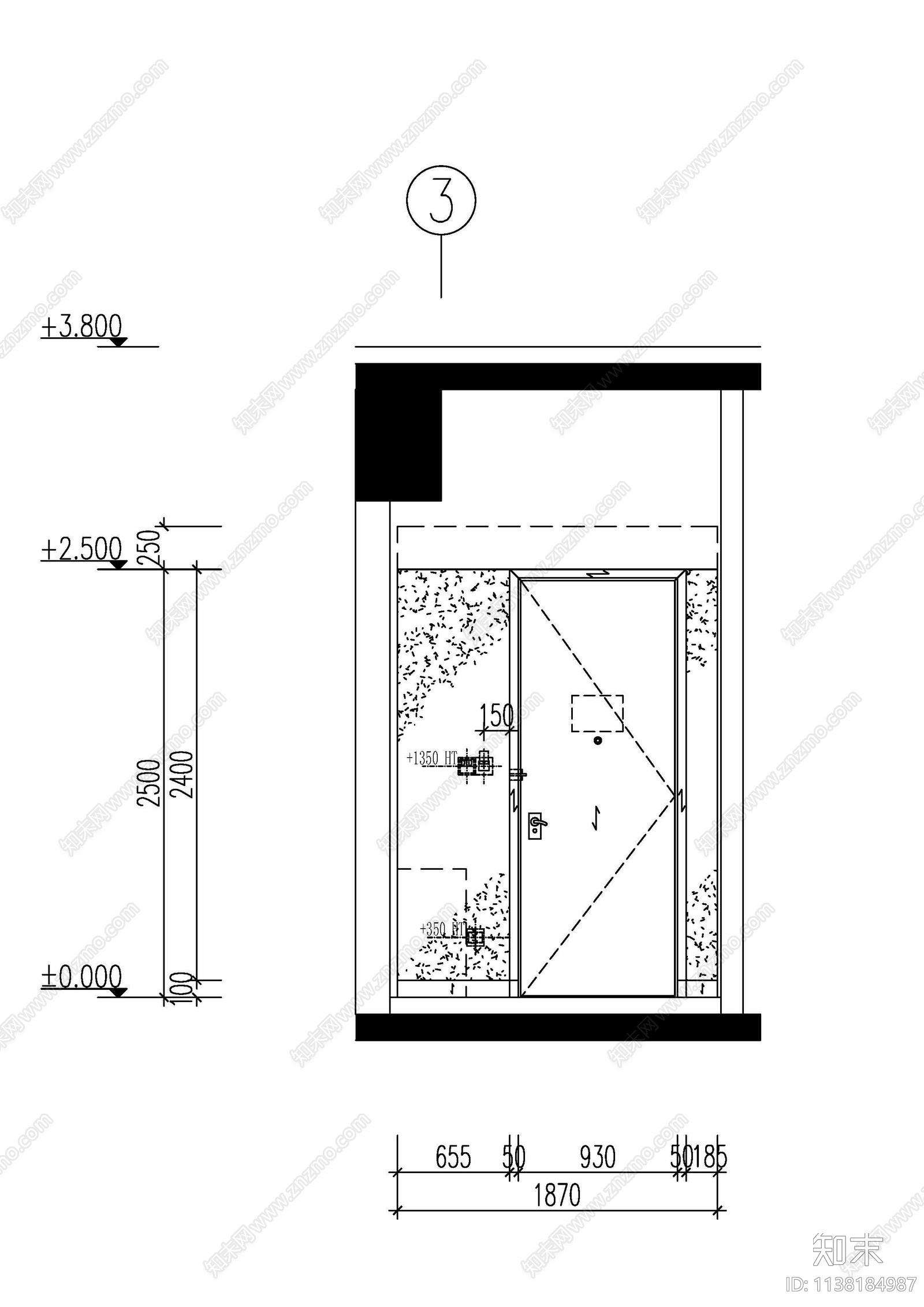 酒店超级总统套房室内立面cad施工图下载【ID:1138184987】
