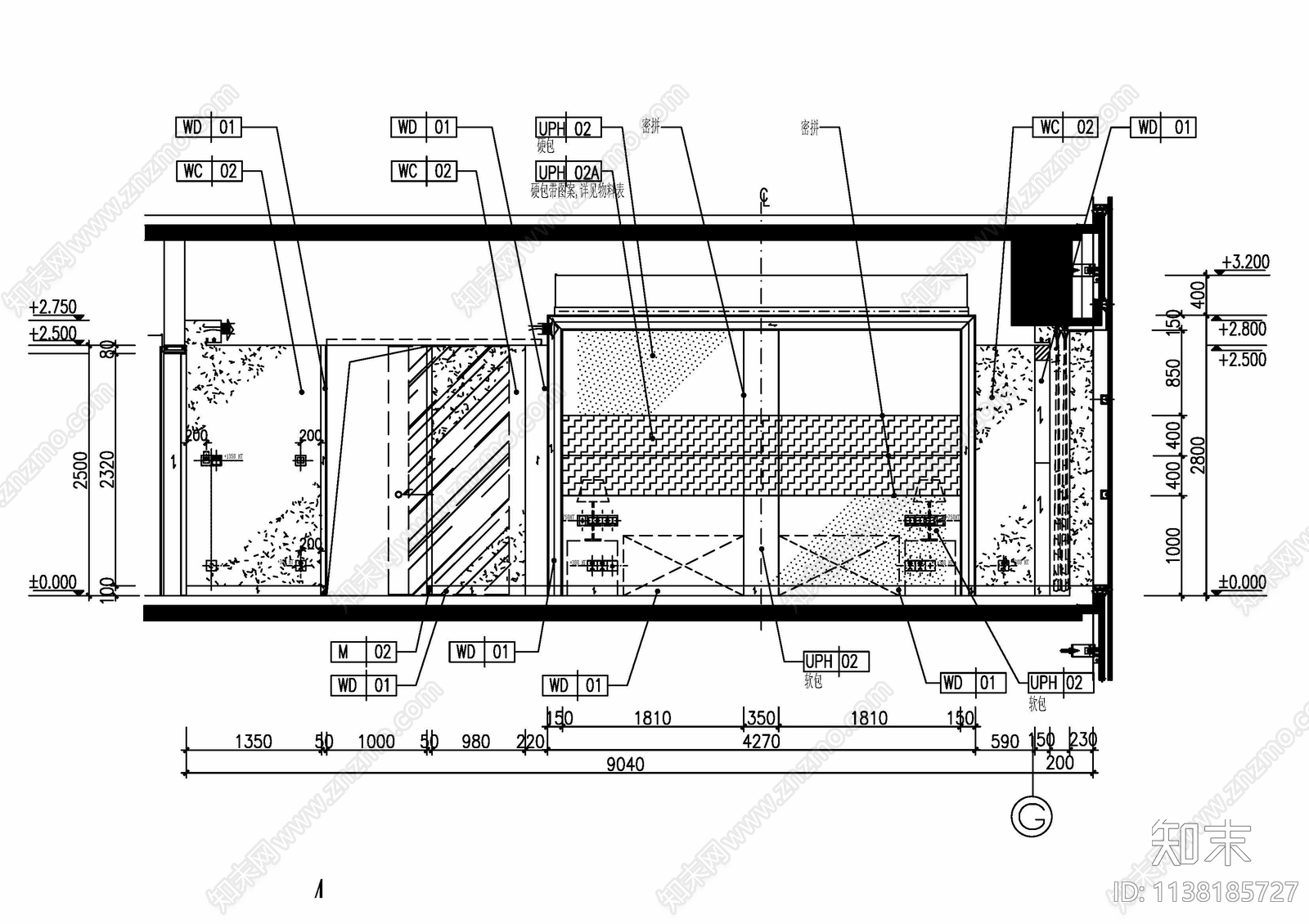 酒店普通单人间立面施工图下载【ID:1138185727】