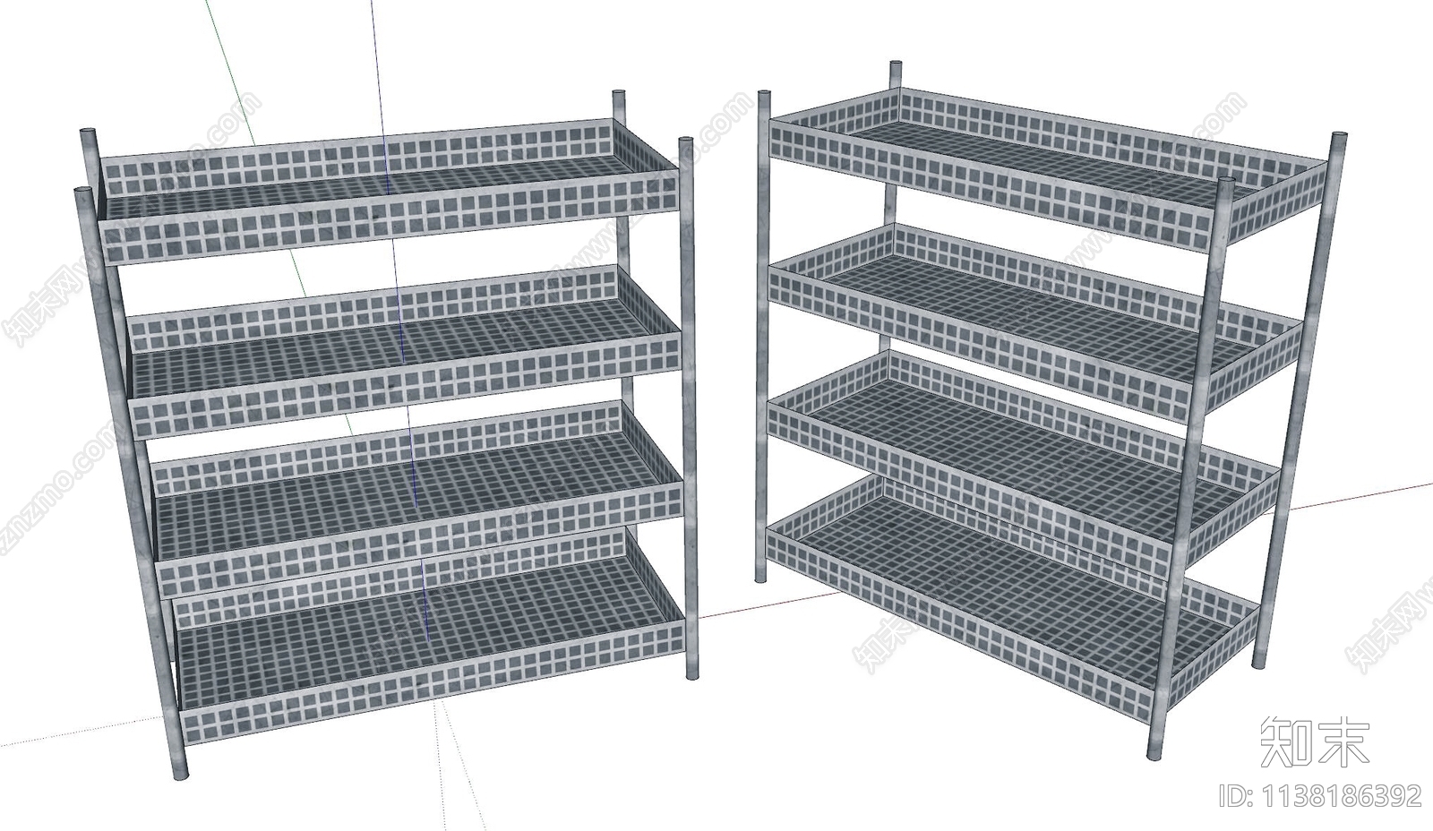 现代商店仓库镂空金属货架SU模型下载【ID:1138186392】