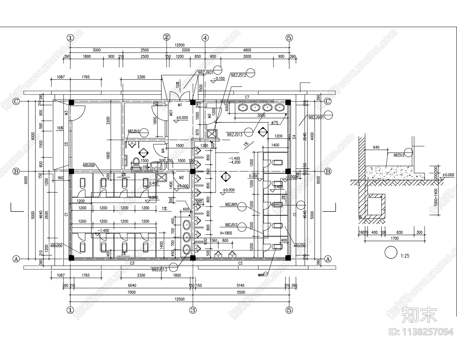 300套公共卫生间厕所建筑cad施工图下载【ID:1138257094】