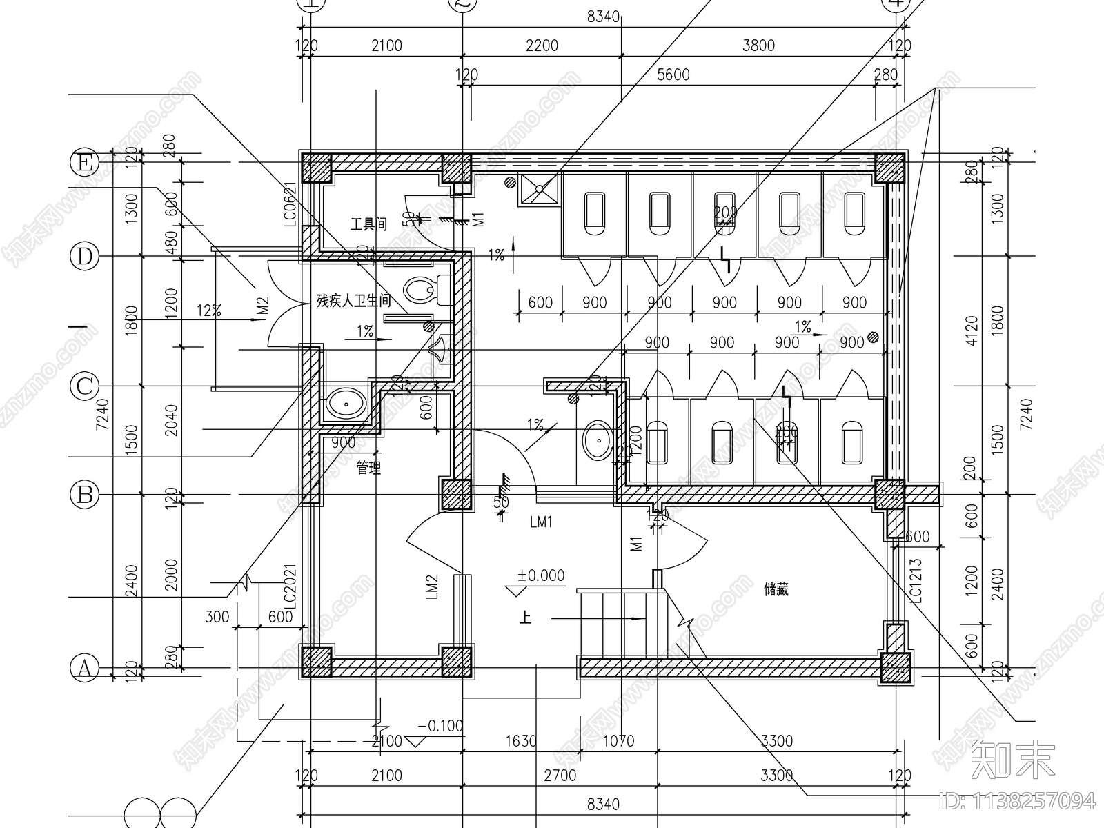 300套公共卫生间厕所建筑cad施工图下载【ID:1138257094】