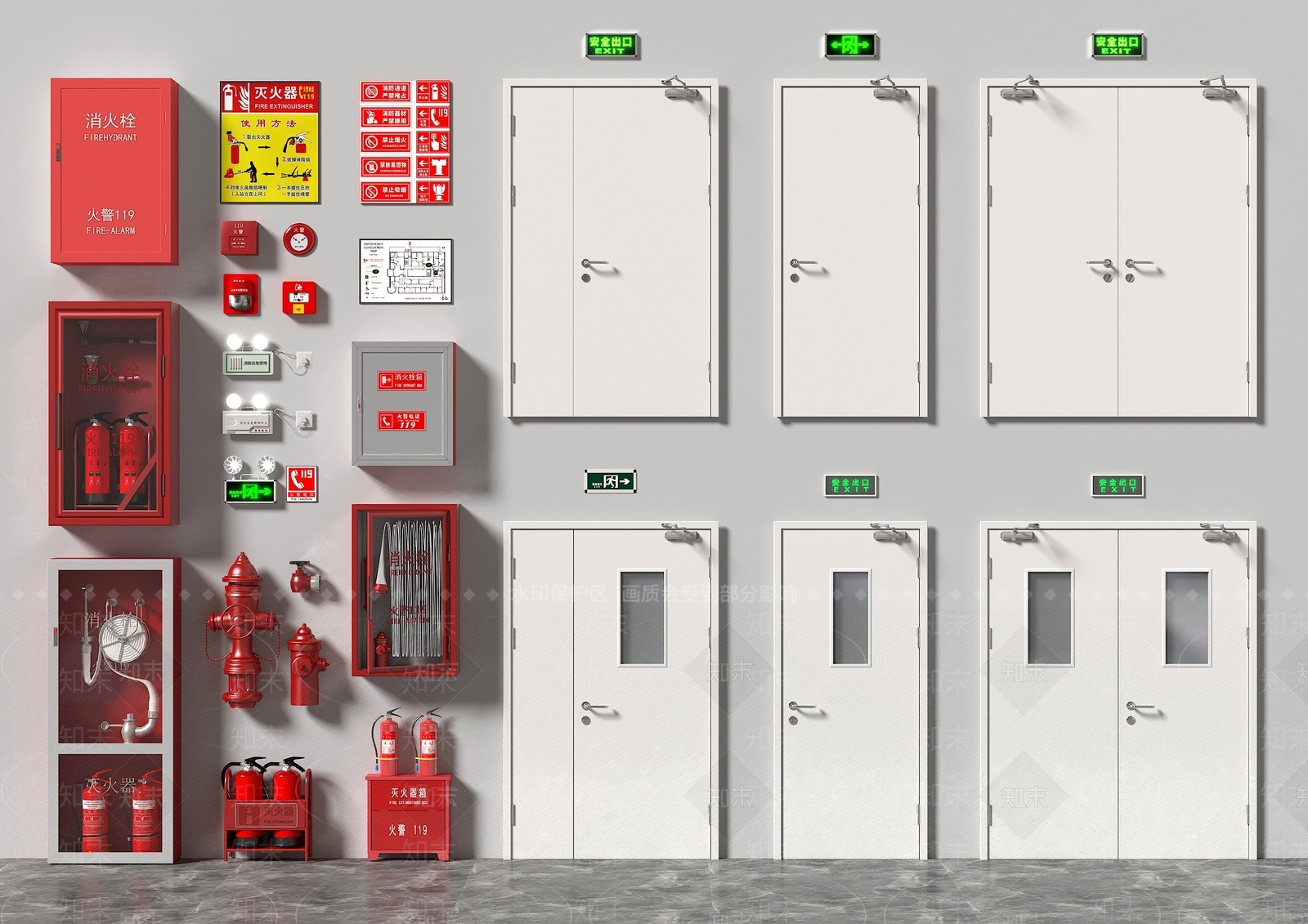 现代消防门3D模型下载【ID:1138193692】