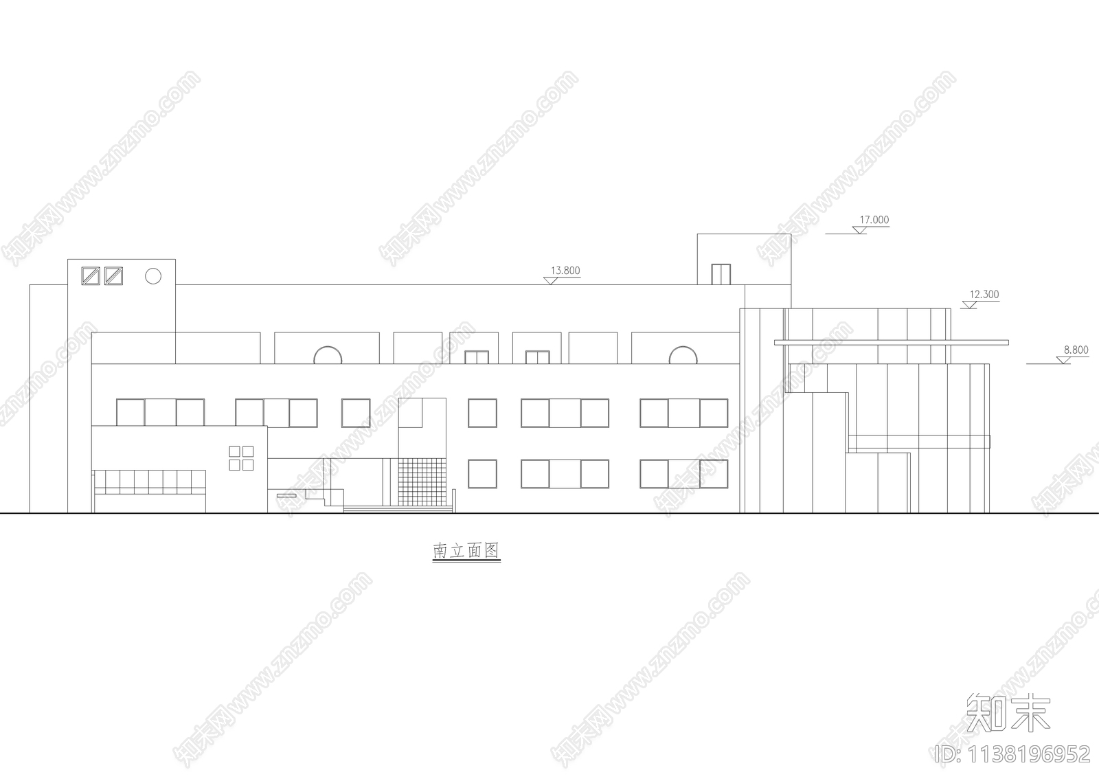 三层幼儿园建筑cad施工图下载【ID:1138196952】