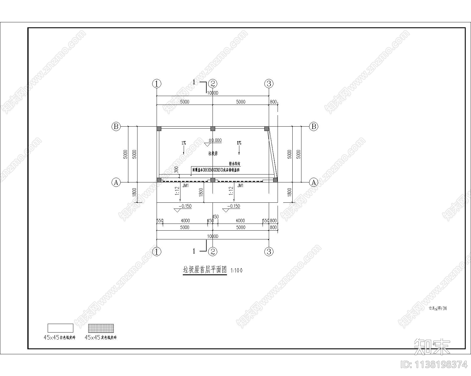 10mX5m垃圾屋建筑结构cad施工图下载【ID:1138198374】