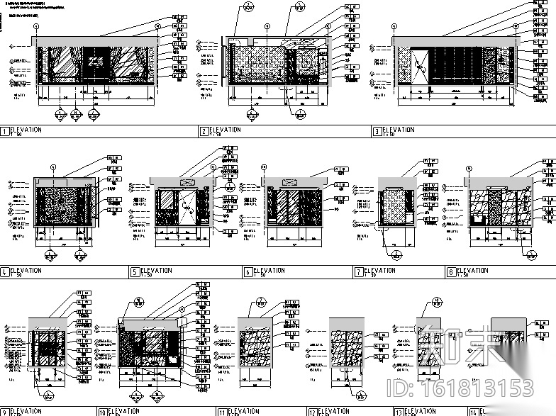 [北京]丽雅酒店样板房设计施工图（附效果图+材料手册+家...cad施工图下载【ID:161813153】