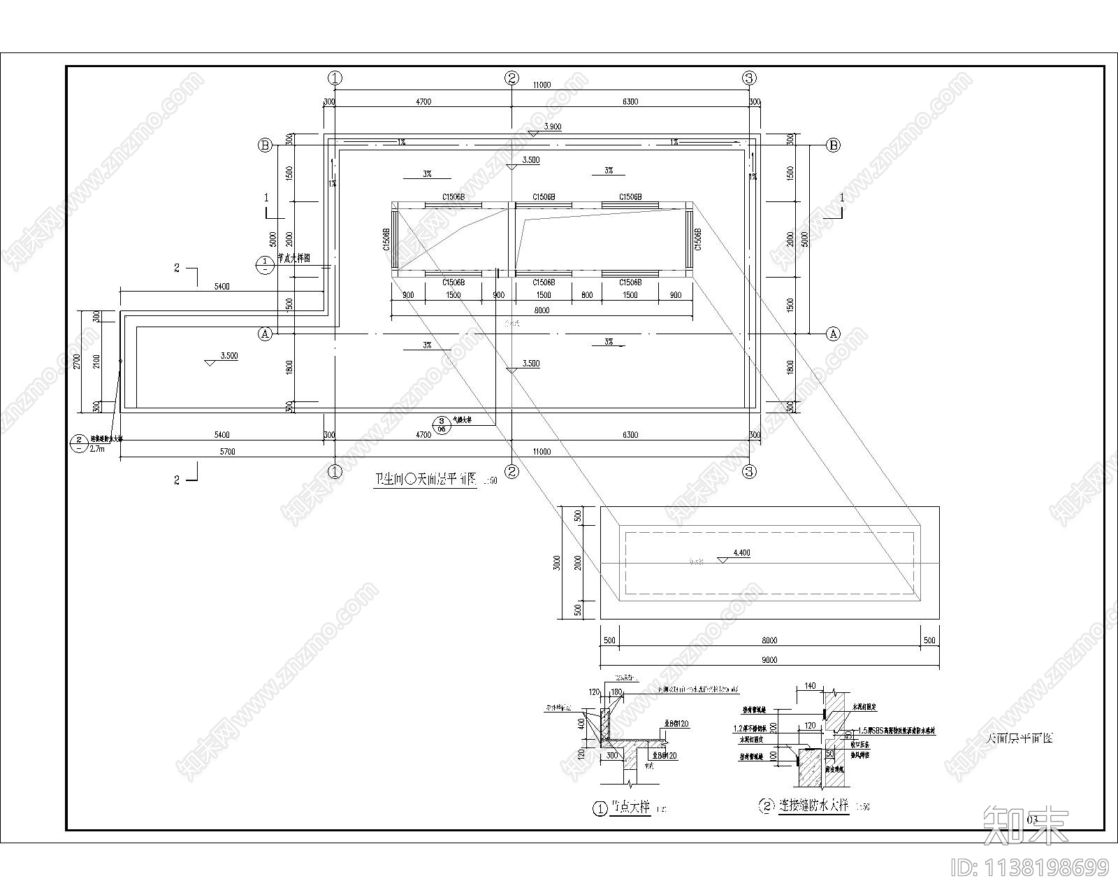 公共厕所建筑cad施工图下载【ID:1138198699】