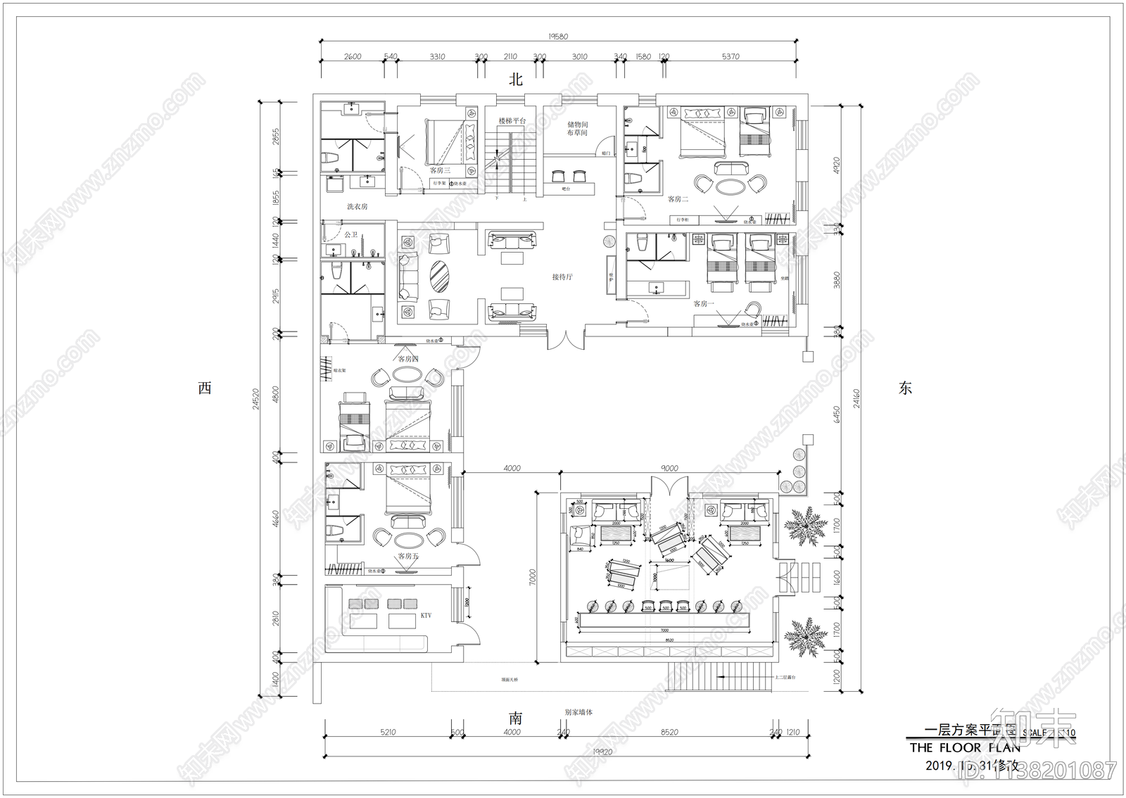 茶文化主题民宿平面图施工图下载【ID:1138201087】