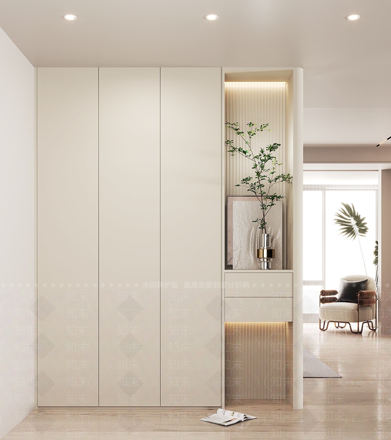 现代奶油风隔断鞋柜3D模型下载【ID:1138202056】