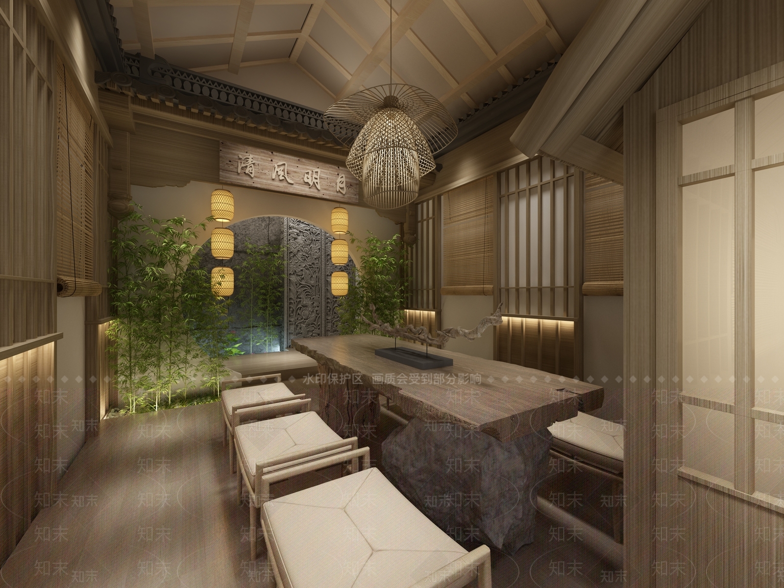 新中式剧本杀包间3D模型下载【ID:1138202486】