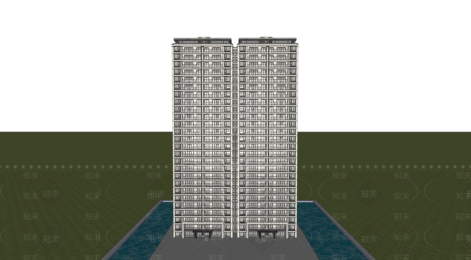 现代高层住宅SU模型下载【ID:1138206179】