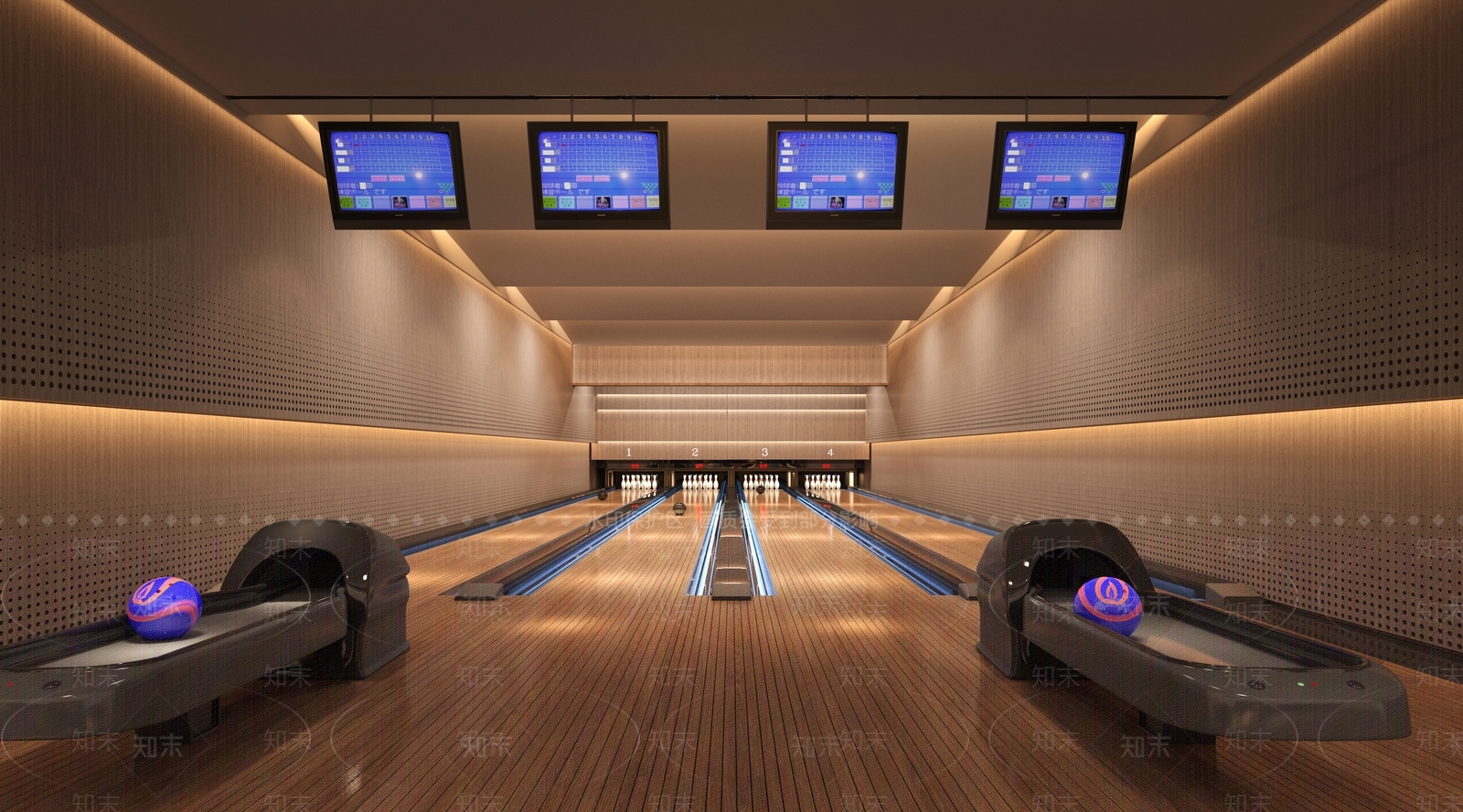 现代保龄球室3D模型下载【ID:1138236998】