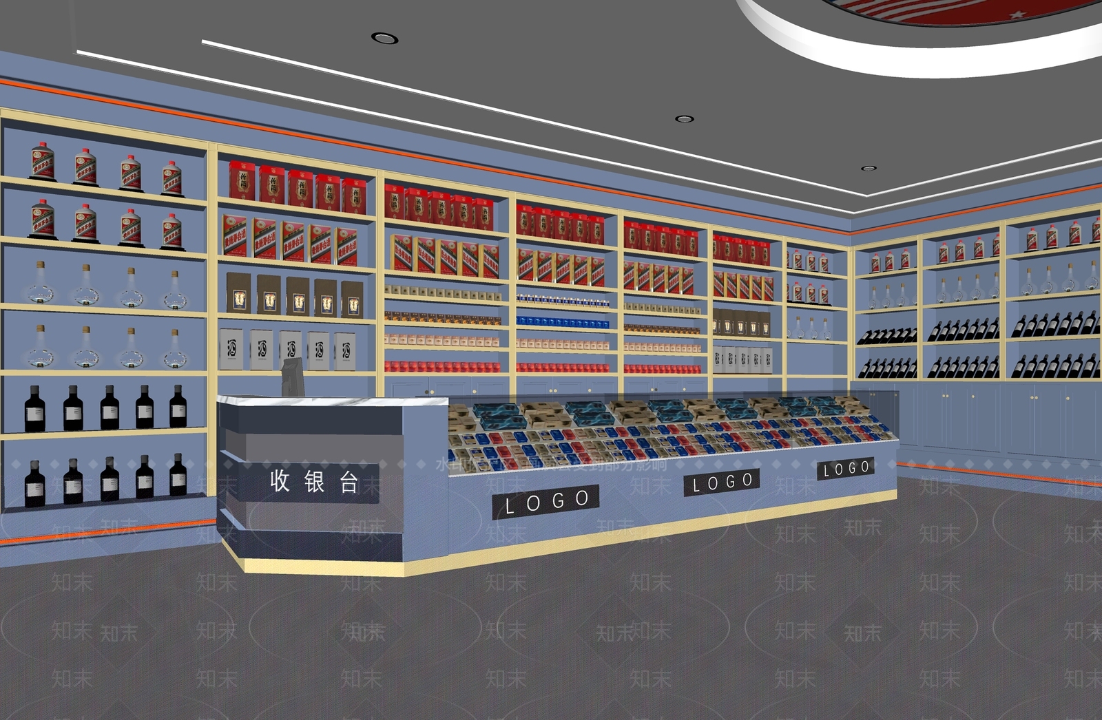 现代烟酒店SU模型下载【ID:1138211814】