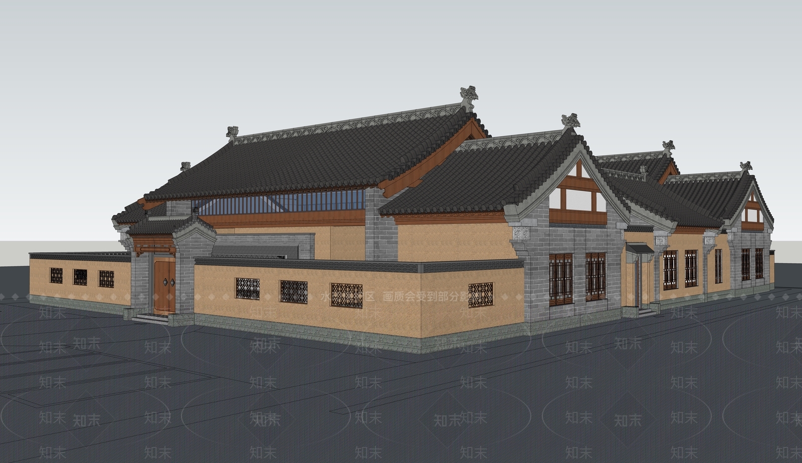 中式民俗馆SU模型下载【ID:1138211950】