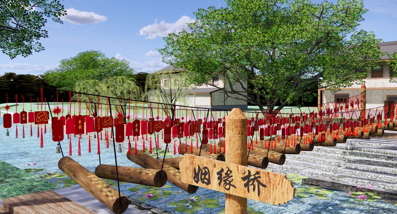 现代乡村祈福桥SU模型下载【ID:1138212601】