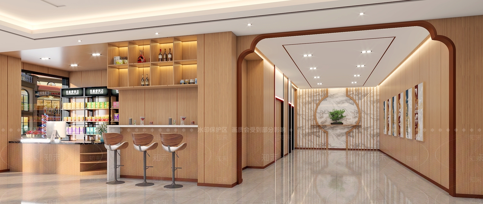 新中式售楼处大堂3D模型下载【ID:1138224838】