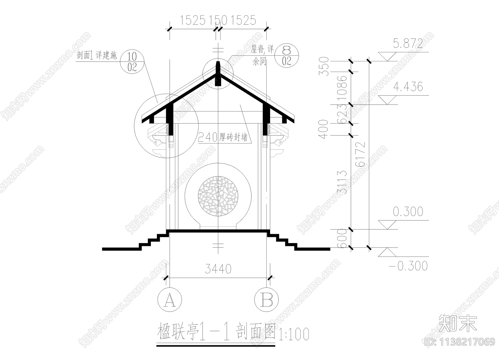 楹联亭古建全套cad施工图下载【ID:1138217069】