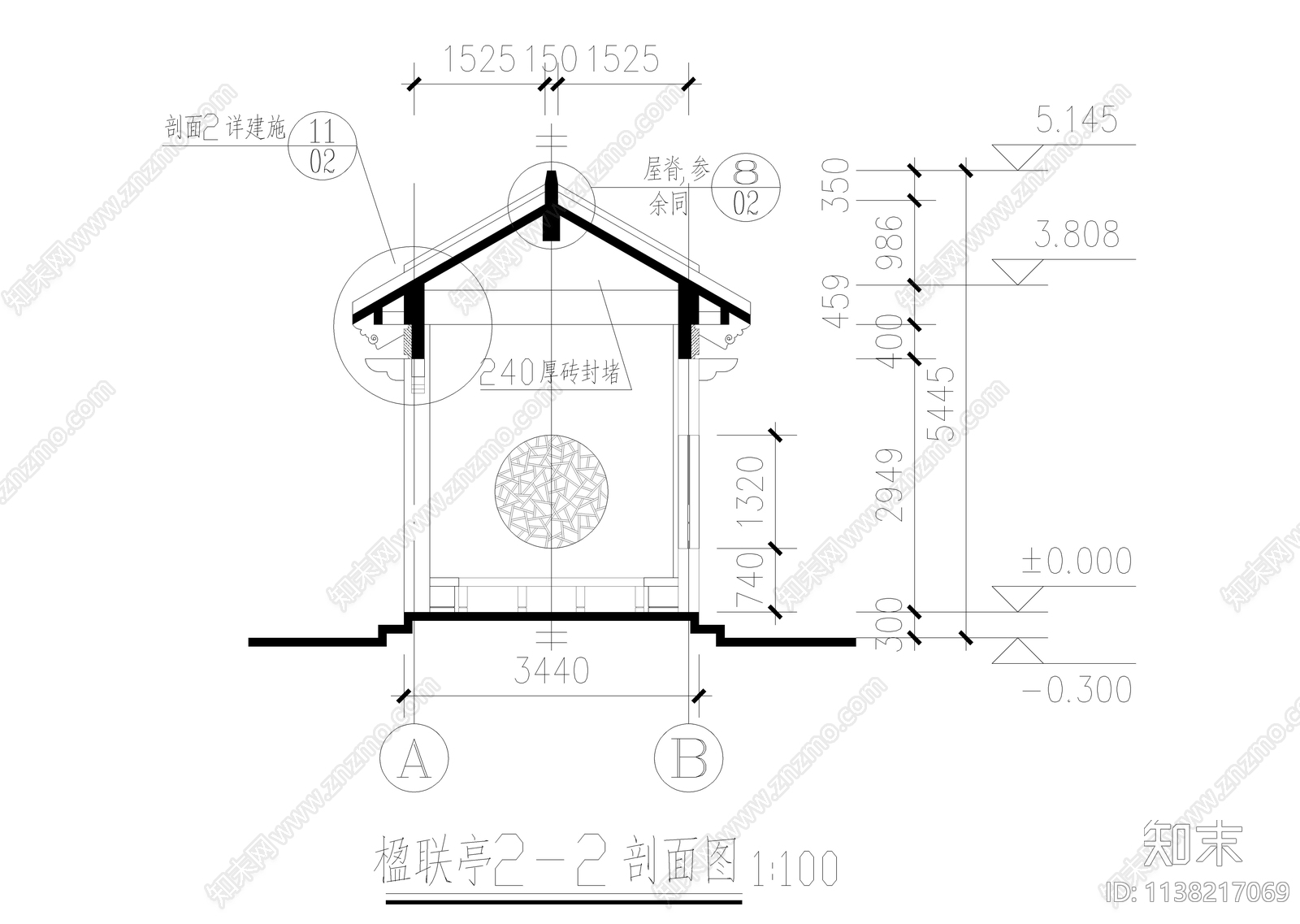 楹联亭古建全套cad施工图下载【ID:1138217069】