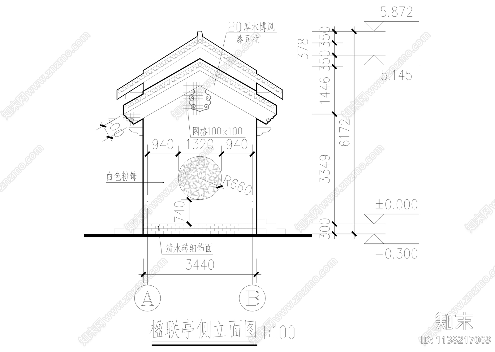 楹联亭古建全套cad施工图下载【ID:1138217069】