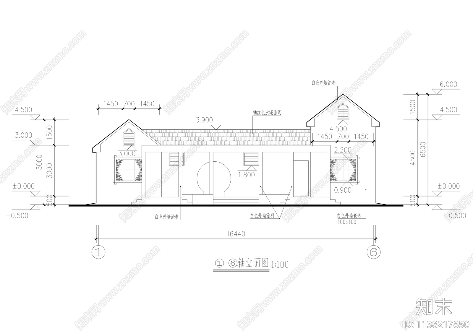 星级公厕管理房仿古建筑cad施工图下载【ID:1138217850】