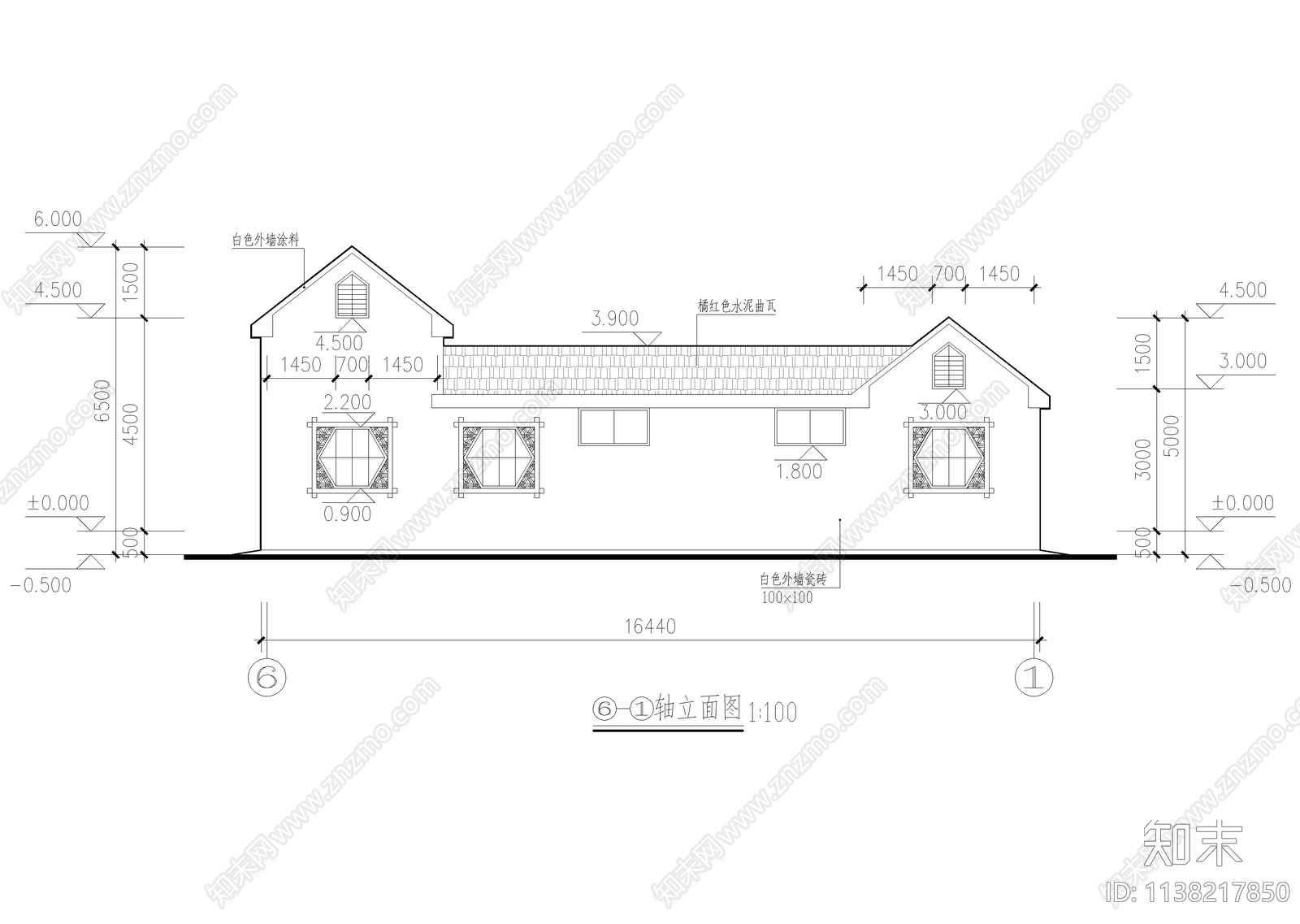 星级公厕管理房仿古建筑cad施工图下载【ID:1138217850】