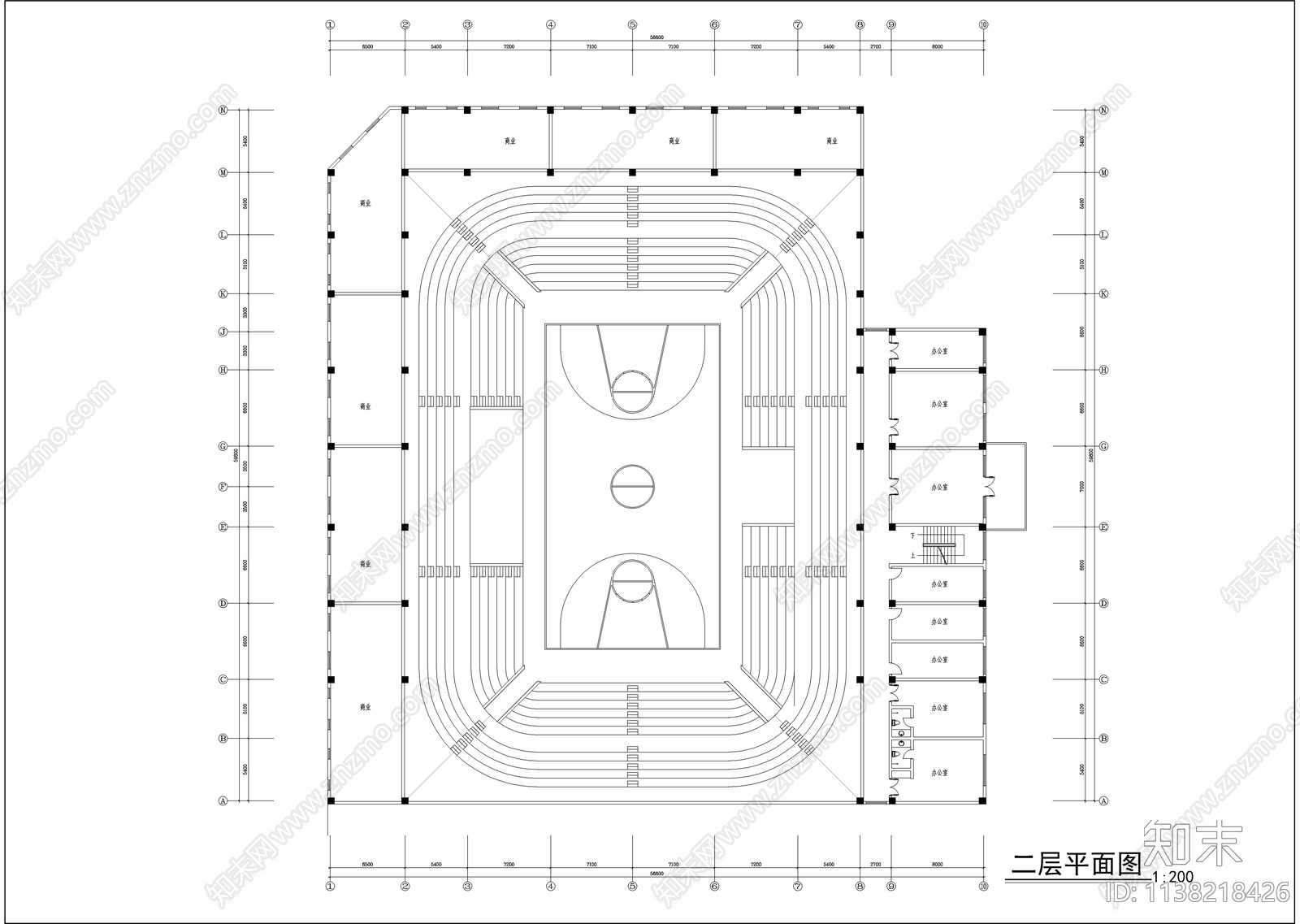 体育馆建筑cad施工图下载【ID:1138218426】