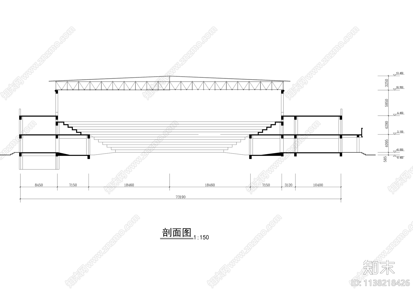 体育馆建筑cad施工图下载【ID:1138218426】