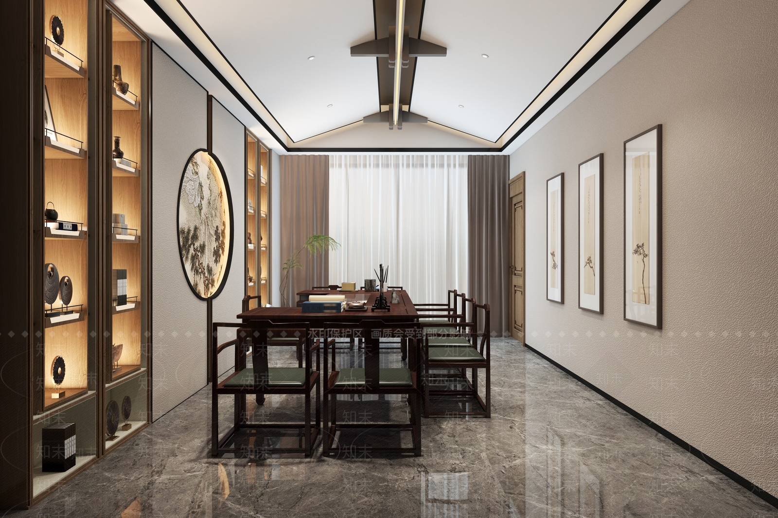 新中式经理办公室3D模型下载【ID:1138219137】_知末3d模型网