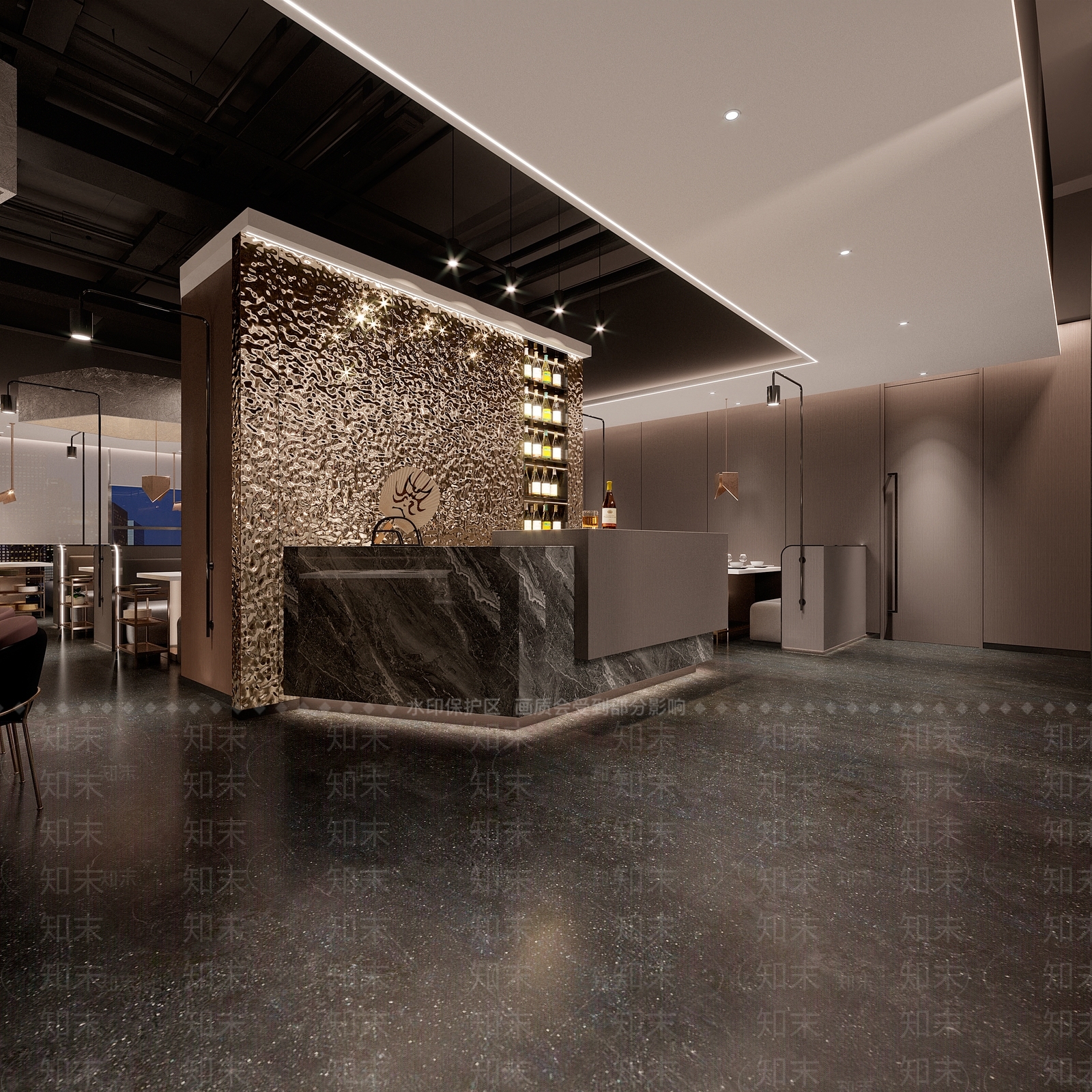 现代酒店餐厅3D模型下载【ID:1221683017】
