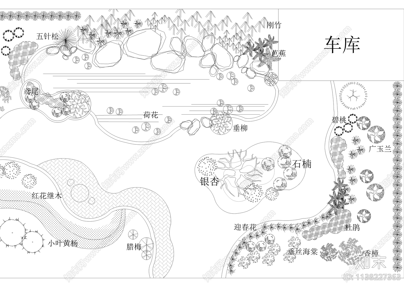 庭院绿化总平面图cad施工图下载【ID:1138227363】